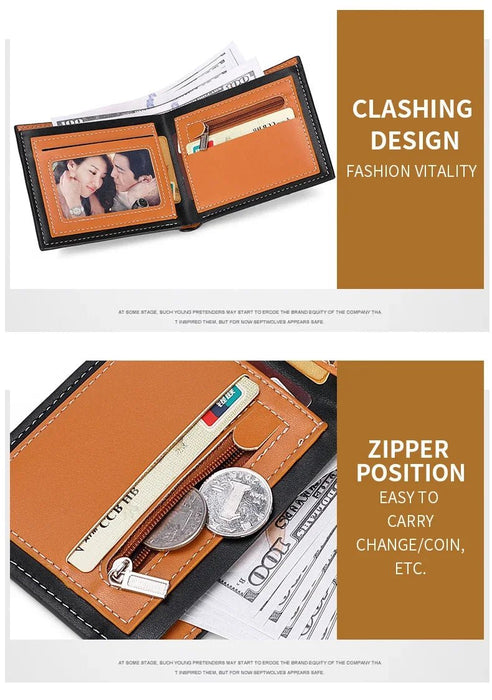 Cartera corta de fibra de carbono para hombre, tarjetero con cremallera integrada, monedero - Quierox - Tienda Online