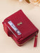 Cartera mini de mujer de unicolor con textura de litchi, con cierre a presión - Quierox - Tienda Online