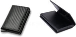 Cartera pequeña para hombre, tarjetero, de cuero negro, triple pliegue, delgada - Quierox - Tienda Online