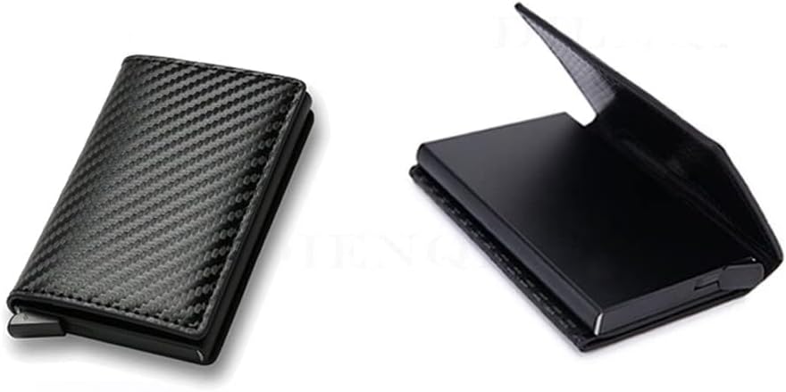 Cartera pequeña para hombre, tarjetero, de cuero negro, triple pliegue, delgada - Quierox - Tienda Online
