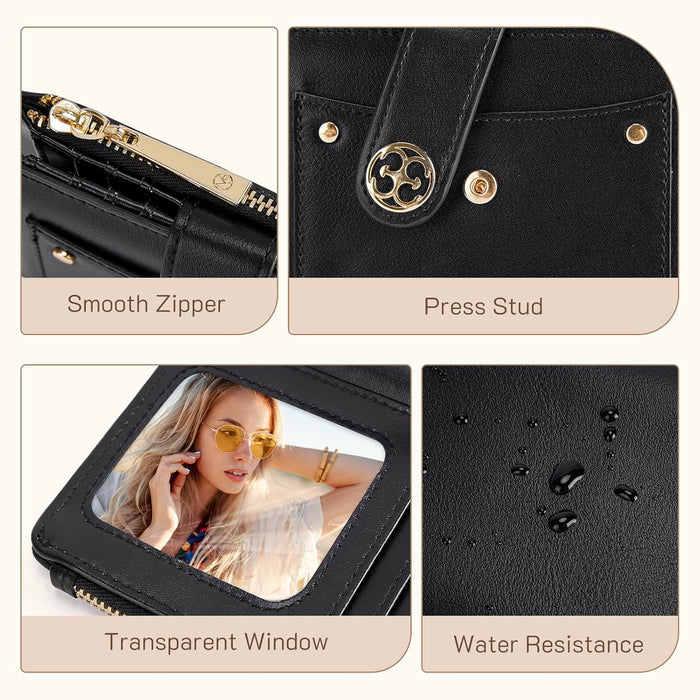 Cartera pequeña para mujer, compacta, de piel vegana, plegable, con tarjetero y monedero - Quierox - Tienda Online