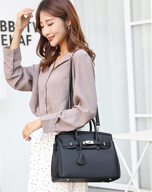 Cartera Tipo Birkin Negra de Cuero - Quierox - Tienda Online