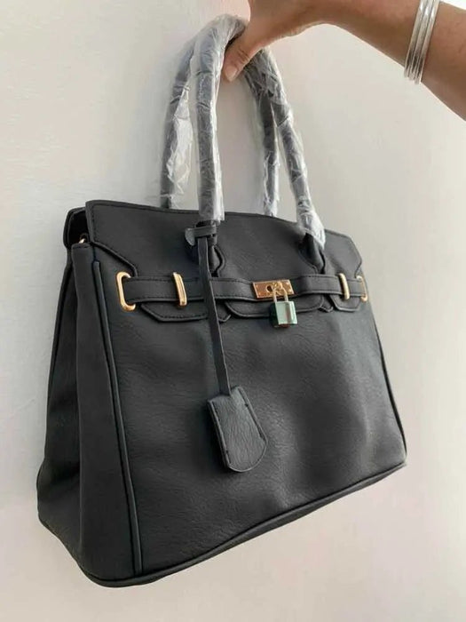 Cartera Tipo Birkin Negra de Cuero - Quierox - Tienda Online