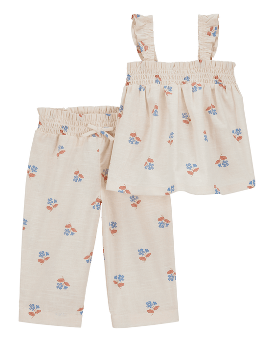 Carter's Conjunto de 2 piezas de camiseta de tirantes y pantalón con estampado floral para bebé niña - Quierox - Tienda Online