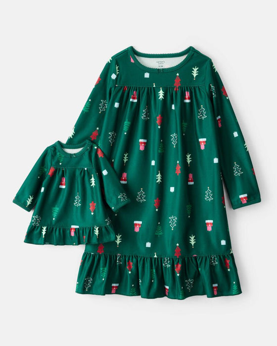 CARTERS Conjunto de dos piezas para niñas con estampado de árboles verdes: y vestido a juego para muñeca - Verde - Quierox - Tienda Online
