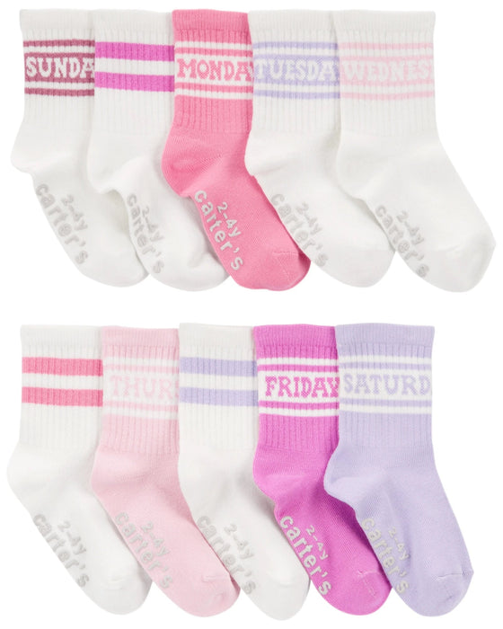 Carters Pack diez pares de medias de algodón, diseño días de la semana - Quierox - Tienda Online