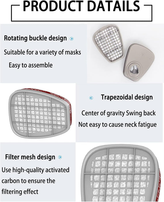 Cartuchos de filtro para mascarilla respiratoria / Filtros de carbón activado reemplazables - Quierox - Tienda Online