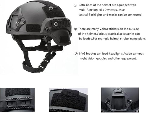 Casco táctico rápido tipo PJ Paintball Airsoft ACH con rieles laterales y montaje NVG - Quierox - Tienda Online