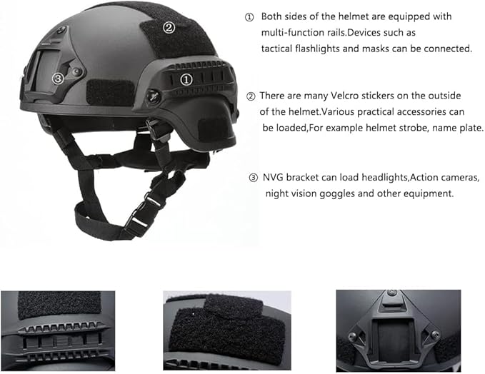 Casco táctico rápido tipo PJ Paintball Airsoft ACH con rieles laterales y montaje NVG - Quierox - Tienda Online