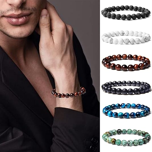 CASDAN - 12 piezas de pulseras de cuentas de piedras preciosas semipreciosas - Quierox - Tienda Online