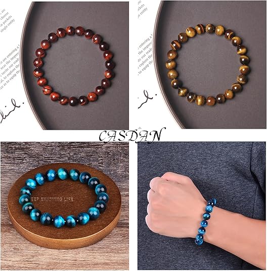 CASDAN - 12 piezas de pulseras de cuentas de piedras preciosas semipreciosas - Quierox - Tienda Online