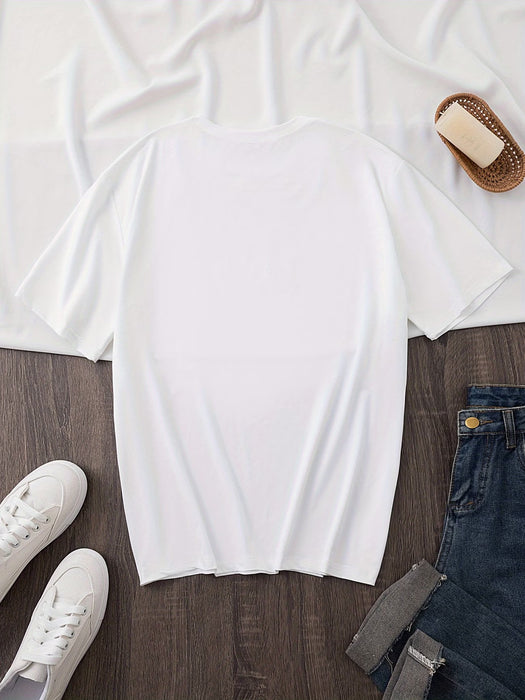 SHEIN Camiseta con estampado de mensaje de Dios manga corta y cuello redondo