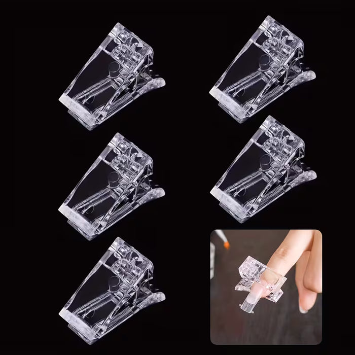 Juego de 5 Piezas para Arte de Uñas: Pinzas Fijadoras de Moldes, Pinzas para Gel con Soporte