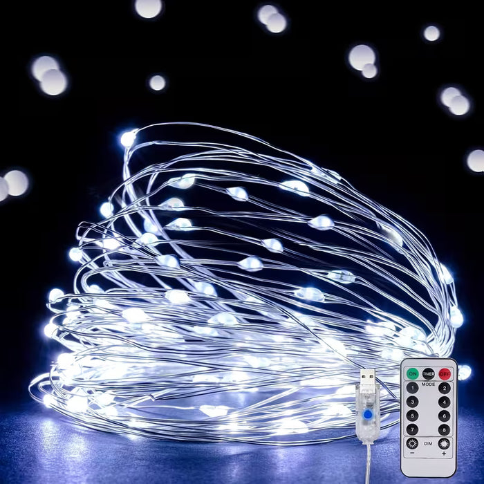 Luces LED de Cadena, Luces de Hadas USB con Enchufe  66 pies/200led Luz blanca
