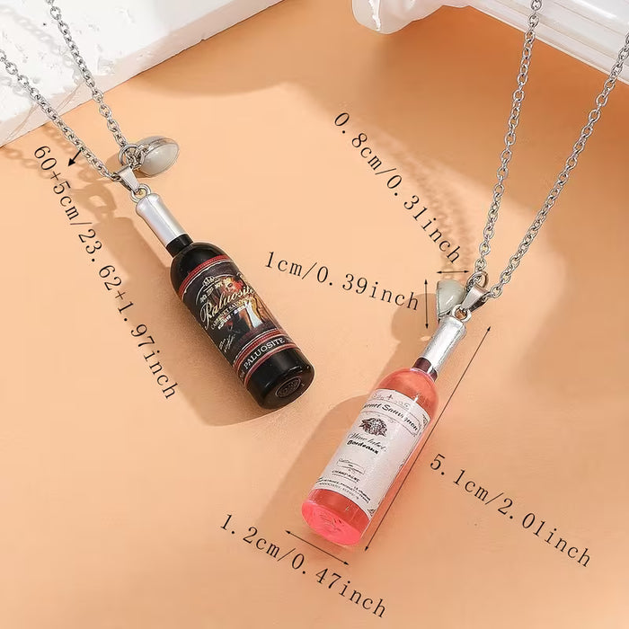 2 Piezas/Set Colgante de Botella de Vino en Forma de Corazón de Melocotón que Brilla en la Oscuridad