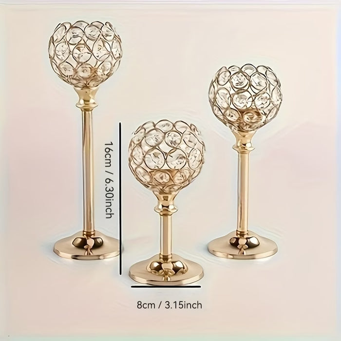 3 Portavelas De Cristal De 3 Tamaños Para Centro De Mesa