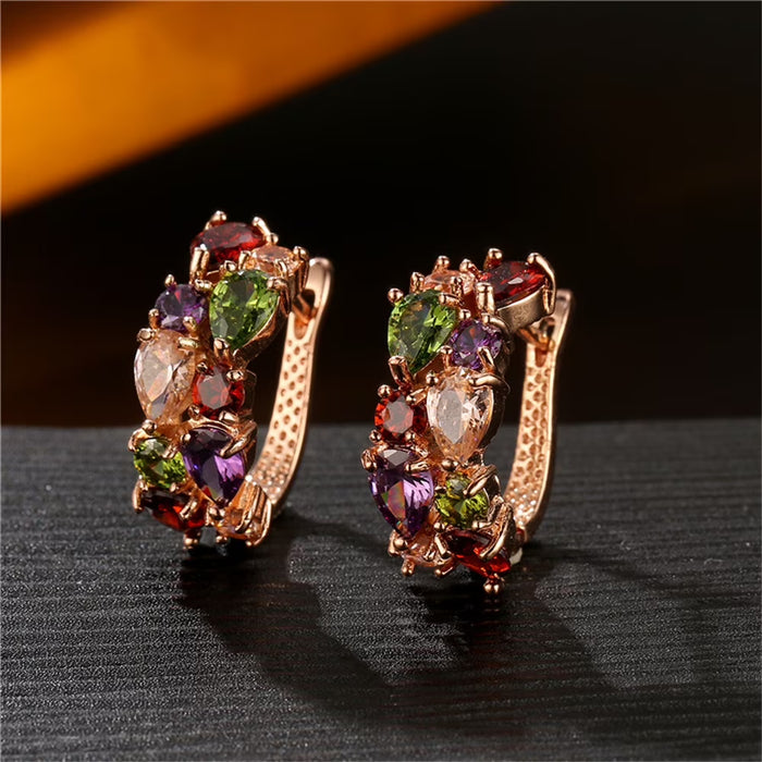 Pendientes con cierre de flor de amor de cristal multicolor y esmalte