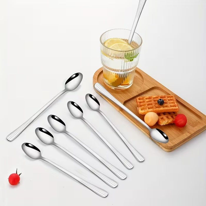 8 piezas cucharas largas de acero inoxidable elegantes