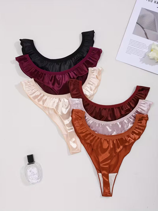 Conjunto de 6 tangas de satén para mujer con un tacto suave
