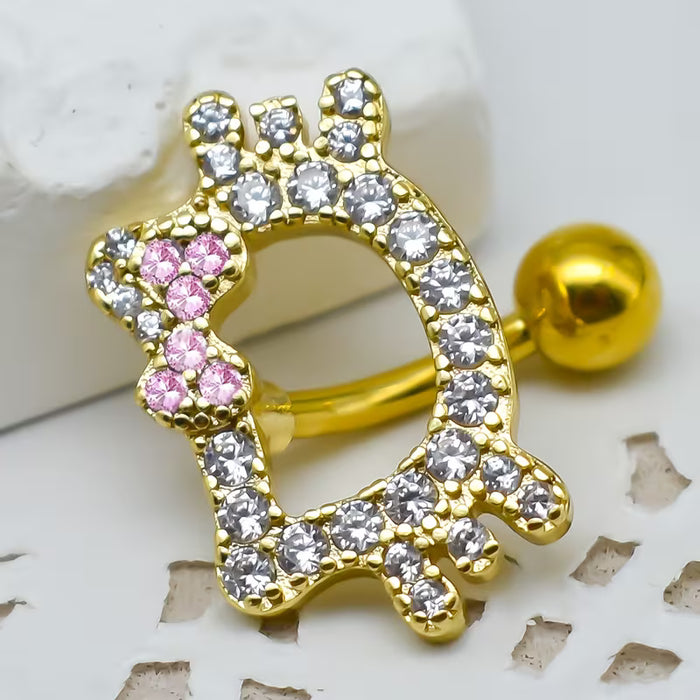 SHEIN 1 pieza de anillo para ombligo estilo cartoon con decoración rosa