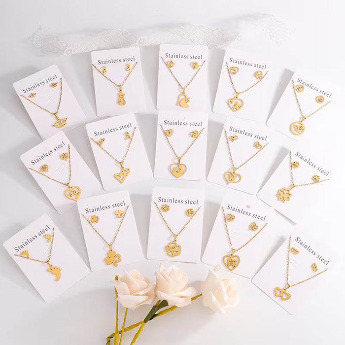 Juego de 10 piezas de collar de moda para mujer y pendientes mixtos