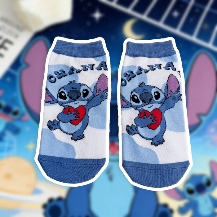 5 pares de calcetines de ganchillo modernos y adorables con el diseño de Stitch de Disney