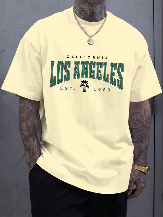Camiseta con estampado de letras los angeles para hombre