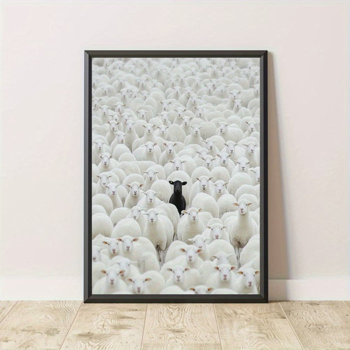 Impresión artística en lienzo de oveja negra estilo vintage, plana 2D sin marco 30*45cm