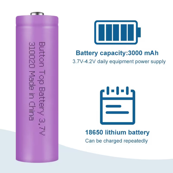Batería Recargable 3.7V 2000mAh de Litio, Adecuada para Linternas, Luces LED, Ventiladores Pequeños, 1 pieza