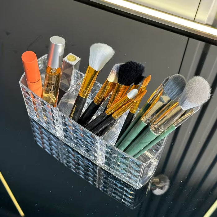 1pc Organizador de Brochas de Maquillaje de Acrílico con 3 Compartimentos