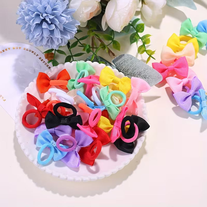 30pcs Pequeños Lazos para el Cabello 'S Anillo de Toalla Lazo Hecho a Mano