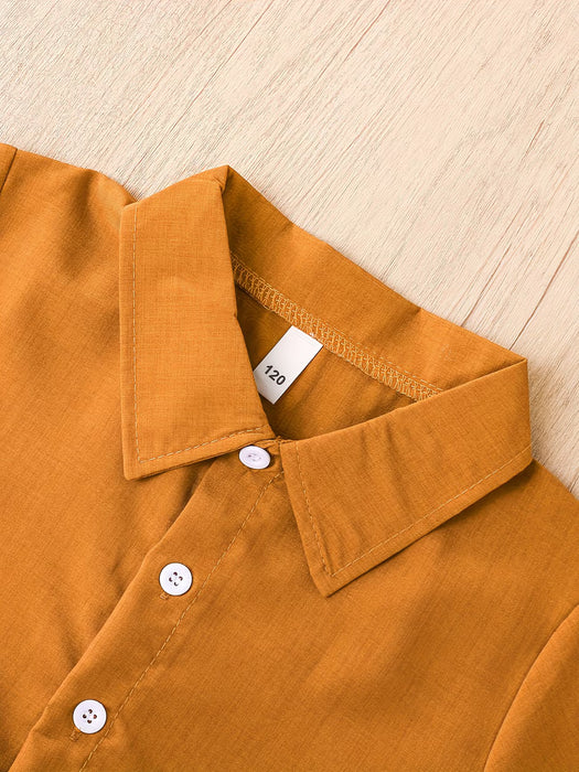 Conjunto casual de verano para niños de 3 piezas de camisa, pantalones y sombrero