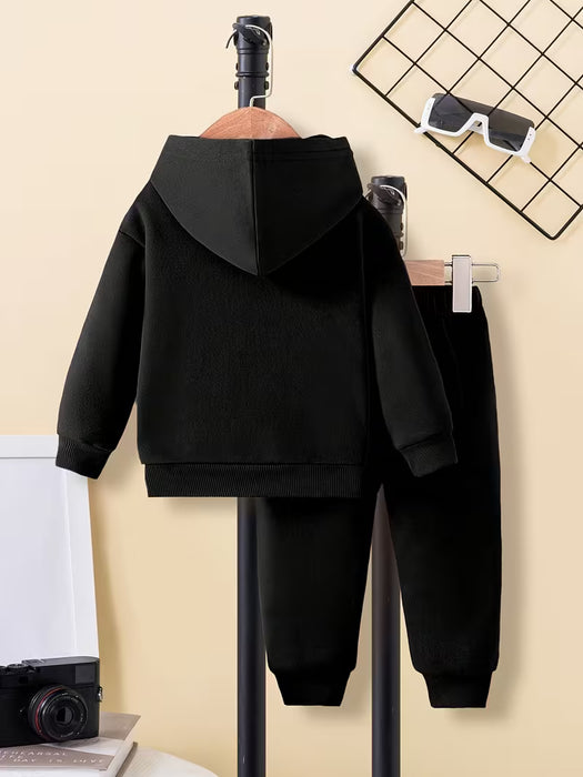 Conjunto de Sudadera con Capucha y Pantalones Elásticos para Niños - Estampado de Oso