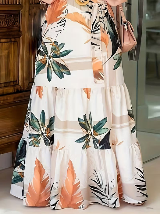 Vestido de Cuello Redondo con Estampado floral