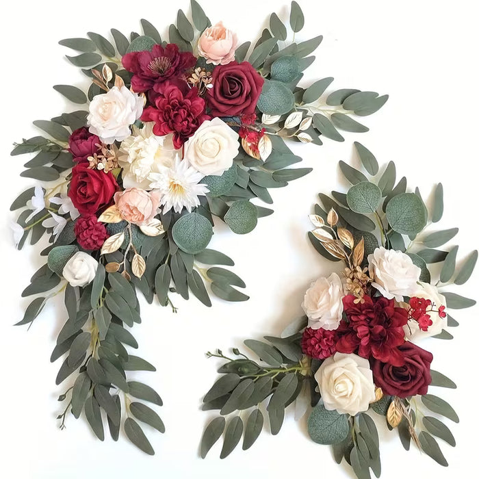 2pcs Guirnaldas Florales Clásicas, Artificiales con Vegetación Plástica