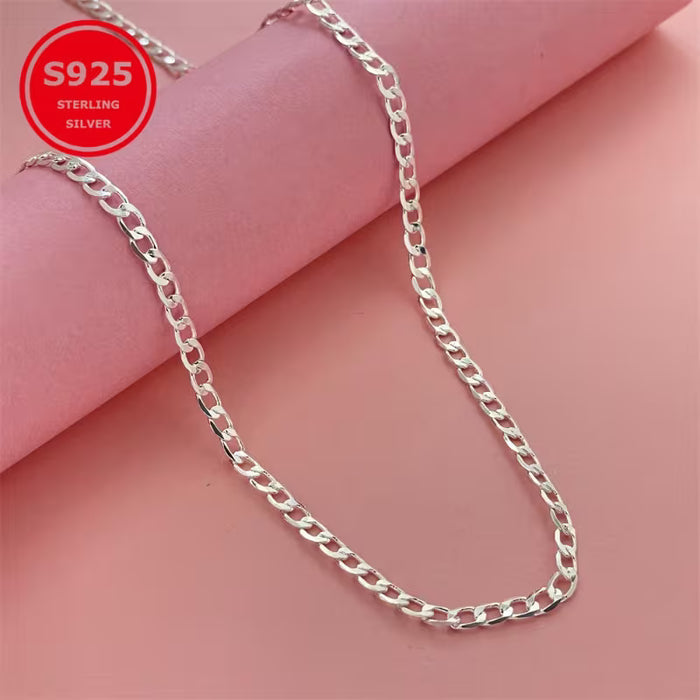 Cadena cubana baño de plata 925 para hombre y mujer, de 55cm