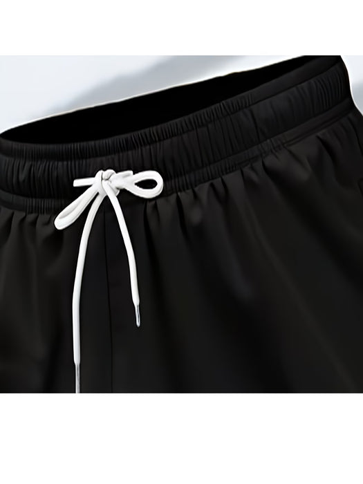 Conjunto deportivo de camiseta de manga corta con cuello redondo en degradado y pantalones cortos