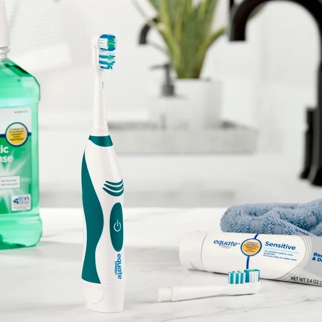 Cepillo de dientes eléctrico de batería Equate Advanced Dual Zone con 2 cabezales - Quierox - Tienda Online