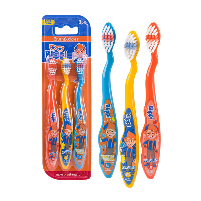 Cepillo de dientes suave para niños Brush Buddies Blippi - Paquete de 3 - Quierox - Tienda Online