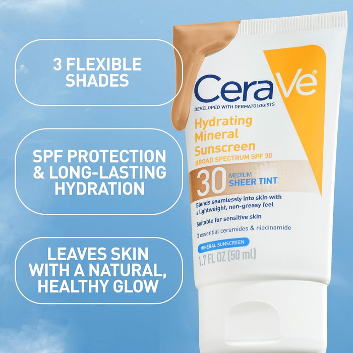 CeraVe Protector solar mineral hidratante SPF 30 con tinte transparente - Quierox - Tienda Online