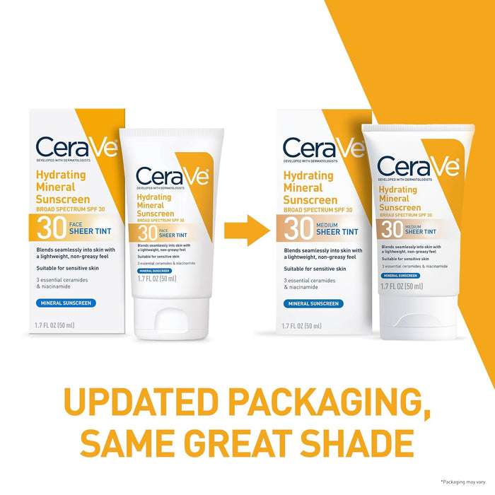 CeraVe Protector solar mineral hidratante SPF 30 con tinte transparente - Quierox - Tienda Online