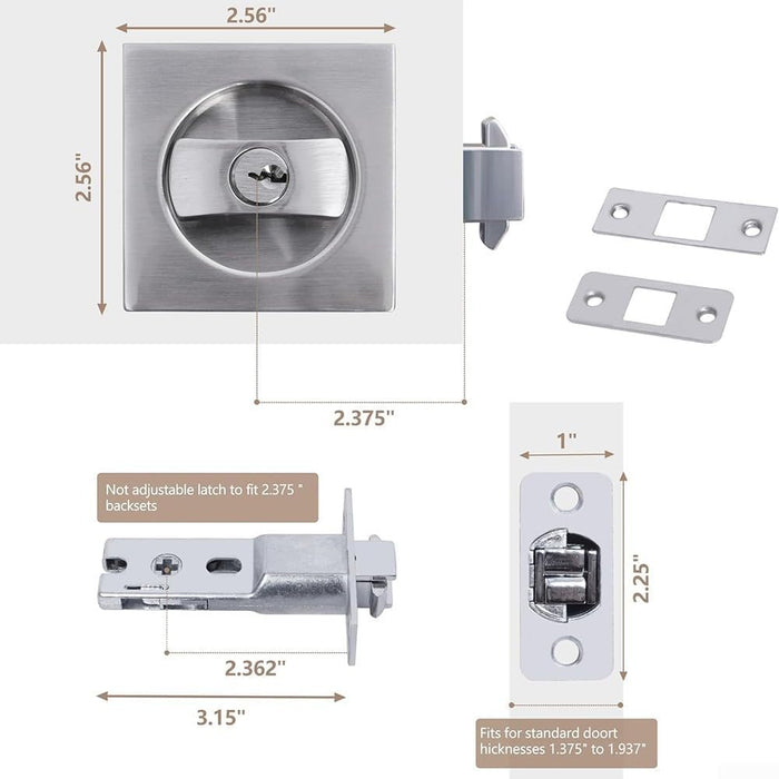 Cerradura de puerta con lengüeta cuadrada cepillada - Quierox - Tienda Online