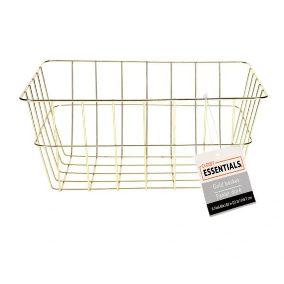 Cesta de almacenamiento rectangular de hierro dorado Essentials - Quierox - Tienda Online