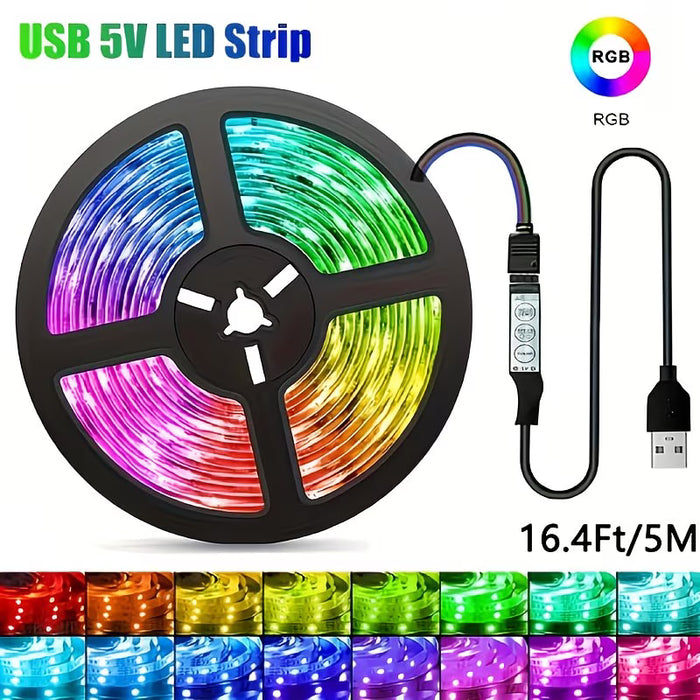 Tira de luz LED RGB USB Multi-Control, Sincronización de color dinámica de 5m