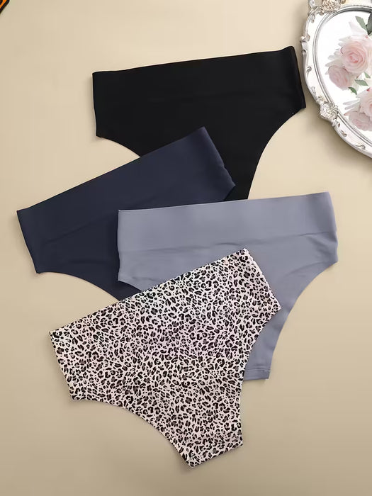 Conjunto de 5pcs de bragas sin costuras estampado de leopardo para mujer