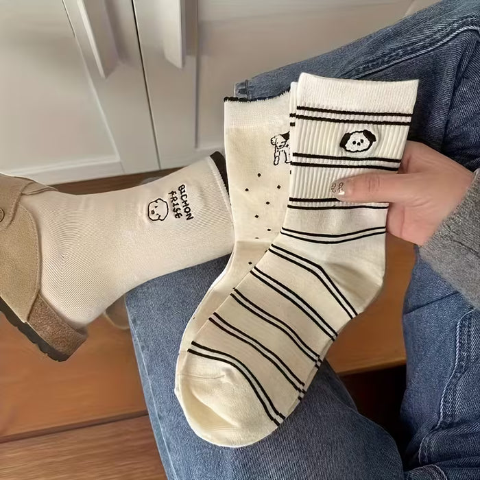 5 pares de calcetines de media caña para mujer con diseño de perro de dibujos animados