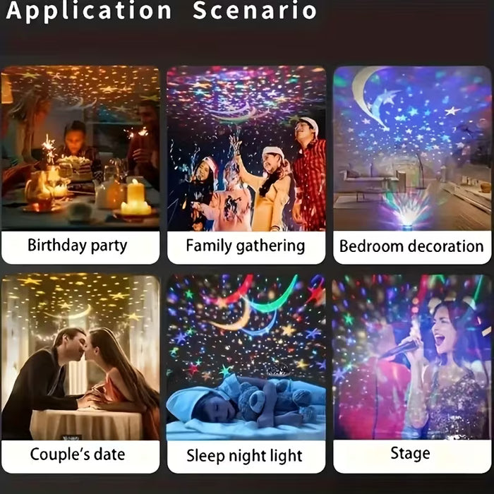Proyector de cielo estrellado geométrico moderno para dormitorio y decoración de fiestas