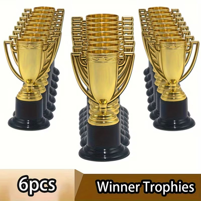6pcs Mini Trofeos Premios, Trofeos de Recompensa Dorados de Plástico