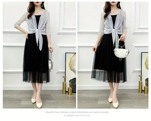 Chal elegante de encaje transparente para mujer, transpirable, de manga larga - Quierox - Tienda Online