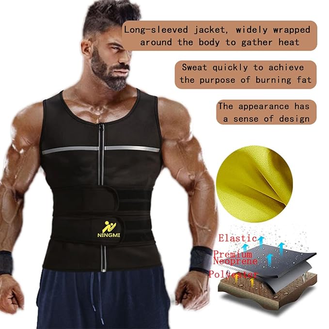 Chaleco de sauna NINGMI para hombre 2 en 1 con entrenador de cintura - Quierox - Tienda Online